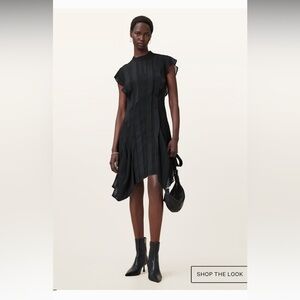 FLEUR TEXTURED ASYMMETRIC HEM DRESS